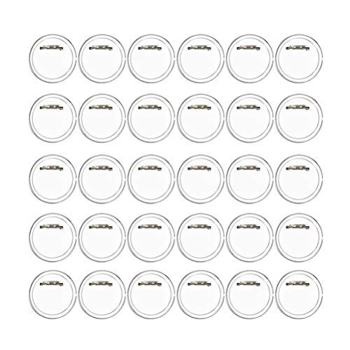 FOROREH 30er Buttons Selber Machen ohne Buttonmaschine Transparente DIY Ansteckbuttons Set Ø 60mm x 40mm Buttons mit Anstecknadel für Foto Bild Kleidung