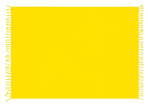 Ciffre Pareo Sarong Tuch Damen Herren - Wickelrock Strand - Strandtuch Blickdicht als Wickeltuch oder Handtuchkleid und Wickelkleid Unisex Frauen und Männer - mit Schnalle einfarbig Gelb