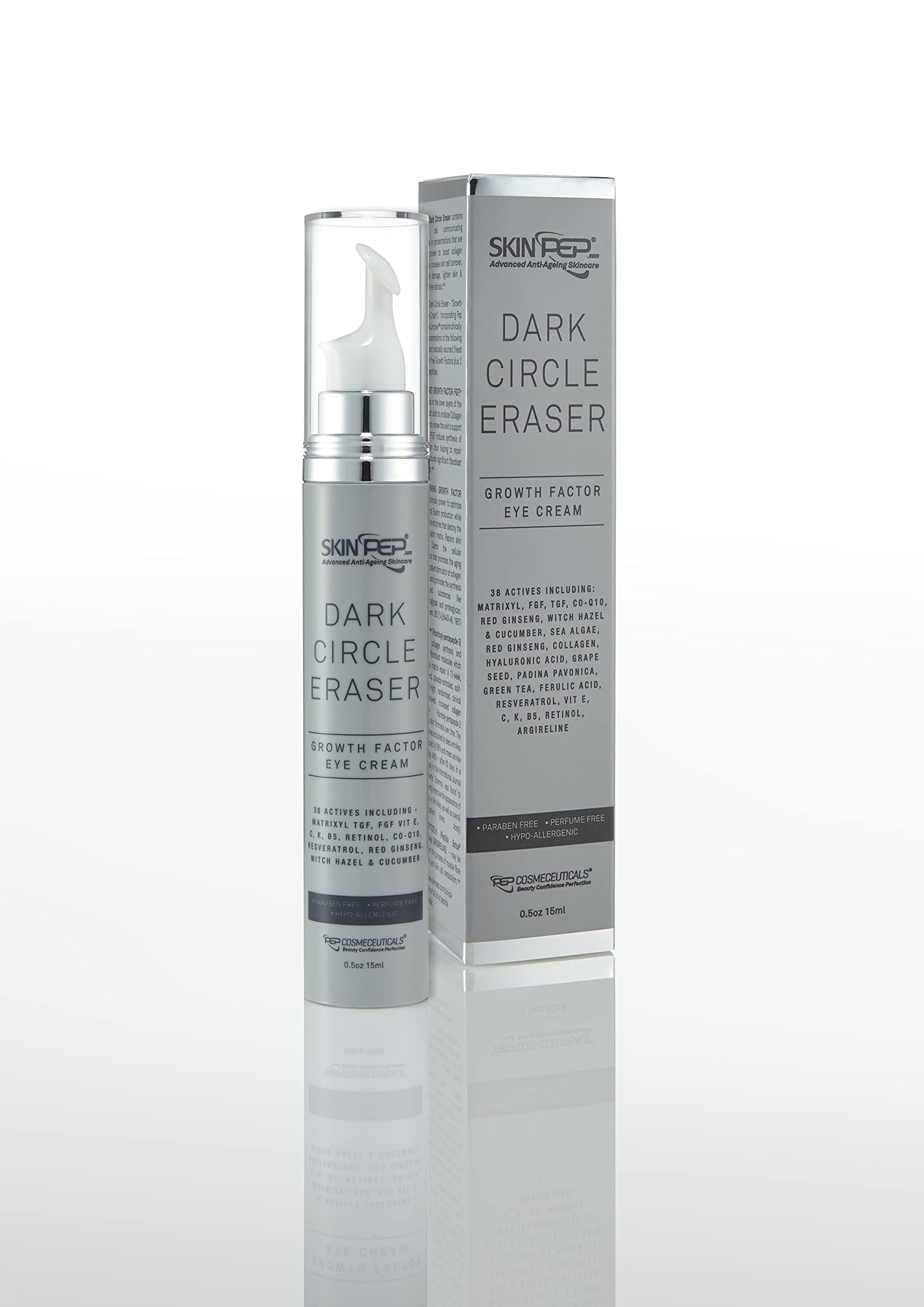SkinPep Dark Circle Eraser - Growth Factor Eye Cream 15ml + Hyaluronic Acid + Collagen + Retinol + Vitamin C - SkinPep Best Choice For Premium Quality by SkinPep
