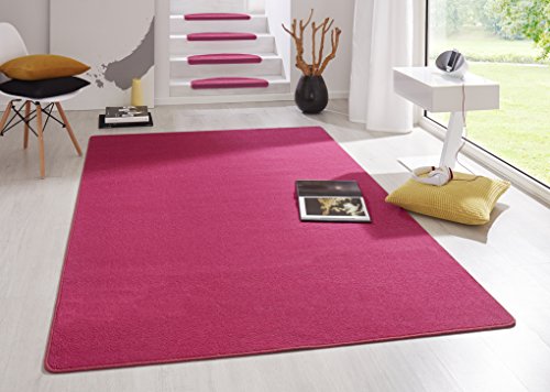 Hanse Home Indoor Teppich Fancy – Wohnzimmerteppich einfarbig Modern Velours Teppich für Esszimmer, Wohnzimmer, Kinderzimmer, Flur, Schlafzimmer, Küche – Pink, 100x150cm