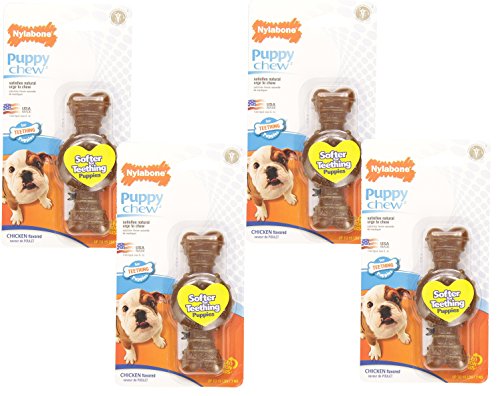Nylabone (4 Pack) Puppy Ring Bone Chicken Flavor Petite Soft Chew Toy for Dogs