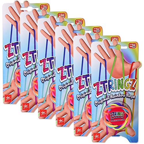 TE-Trend 6 Stück Ztringz Fingerspielzeug Schnurspiel Fadenspiel Seilpuzzle Knoten Basteln Hände Motorikspielzeug Mädchen Mehrfarbig