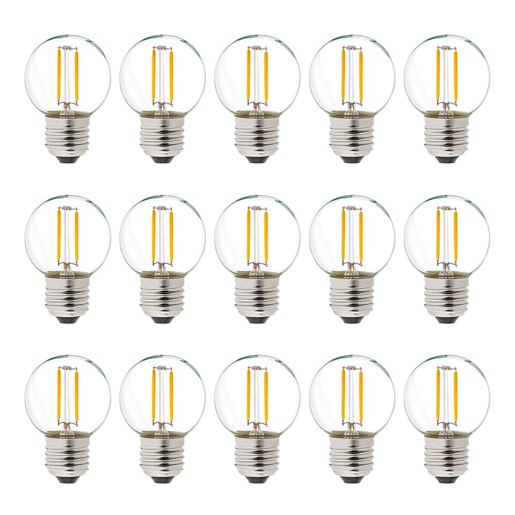 1W Vintage LED Birnen ,Warmweiß 2700K G40 Mini Globus LED Antike Edison E27 Lampen für Café, Outdoor- oder Indoor-Dekor,100 Lumen Ersetzt 10 Watt Glühlampen Equivalent,nicht dimmbar, 15er Pack