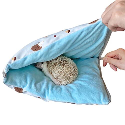 Tragbarer Schlafsack mit Reißverschluss, wasserdicht, für Igel, Meerschweinchen, Hamster, Frettchen, Eichhörnchen, Kleintierbett, Nest und Käfig, Blau