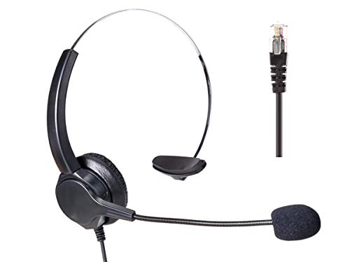 A2ZWORLD VH500-RJ9 Monoaural Kopfhörer RJ9 Mikrofon Professionelle Kopfhörer für Festnetztelefon IP-Telefon Büro Unternehmen inklusive Adapter Freihände