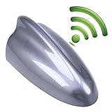 Possbay Car Antenna, Shark Fin Antenna AM FM Radio Signal Aerial Adhesive Tape Base Super Functional Gray