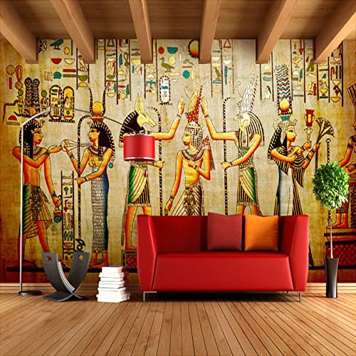 Yimesoy Benutzerdefinierte Wandbild Tapete Ägyptische Figuren Große Wandmalereien Wohnzimmer Restaurant Schlafzimmer Wohnkultur Tapete Klassische 3D 250Cm(W)×175Cm(H)