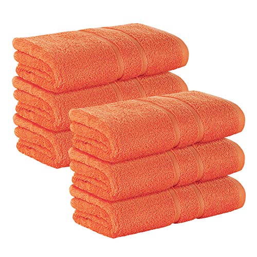 6 Stück Premium Frottee Handtücher 50x100 cm in orange von StickandShine in 500g/m² aus 100% Baumwolle