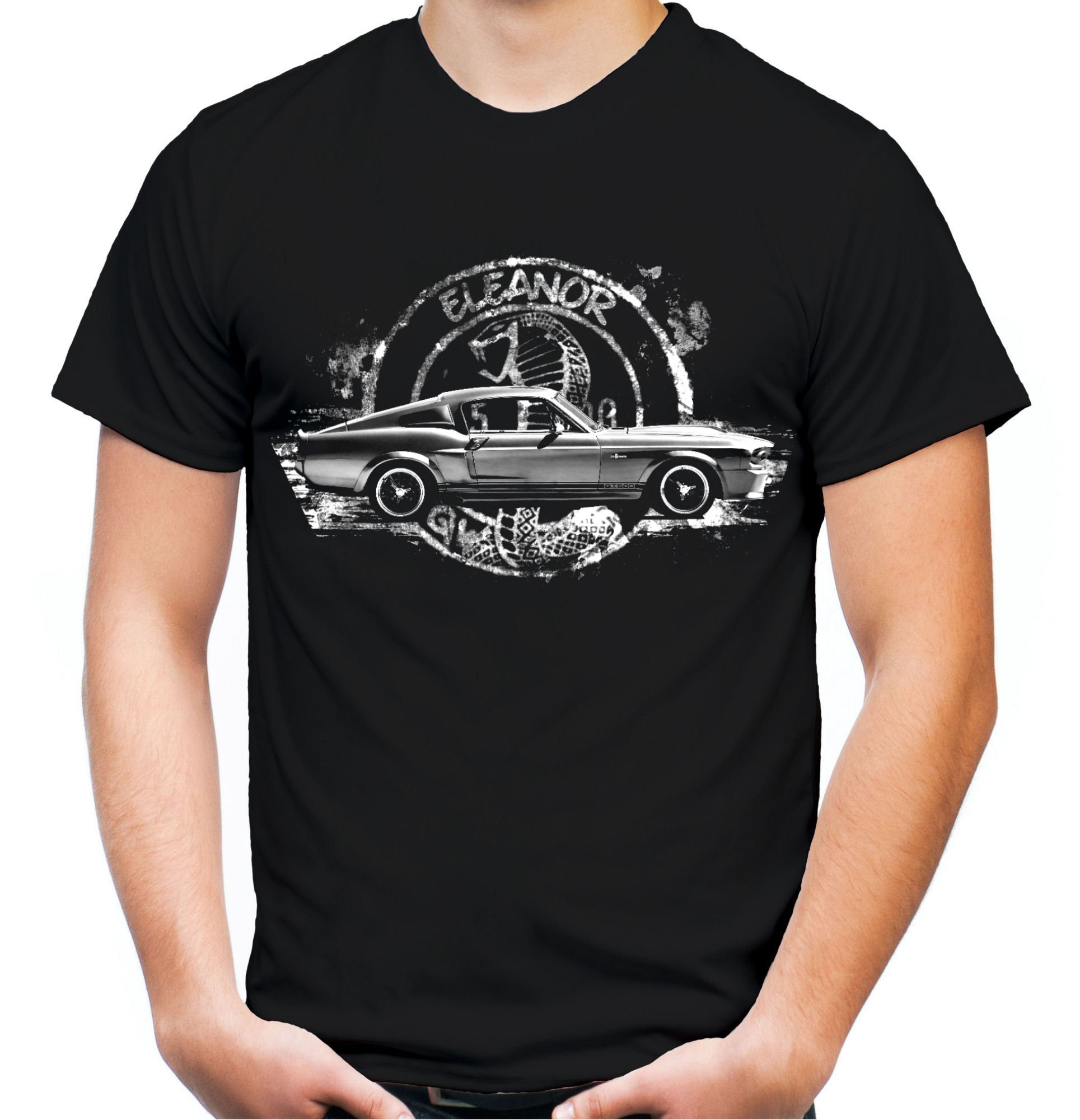 Eleanor Männer und Herren T-Shirt | Mustang Shelby GT500 (3XL, Schwarz)