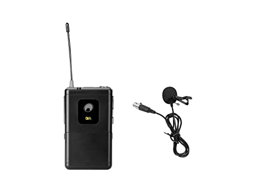 OMNITRONIC UHF-E Serie Taschensender 828.6MHz + Lavaliermikrofon | Taschensender mit Lavaliermikrofon für Empfänger aus der UHF-E-Serie