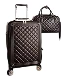 YXZYFPP 2er-Gepäckset, Retro-Kofferraum mit Rollen für Männer und Frauen, Reisegepäckset mit Boarding-Kosmetiktasche (Black 24in)