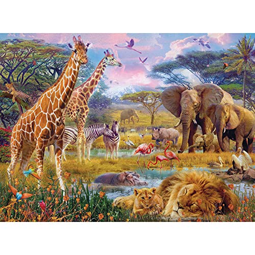 Bits and Pieces - 300 große Teile Puzzle für Erwachsene – Savannah-Tiere – 300 Teile Dschungel-Szene von Künstler Jan Patrik.