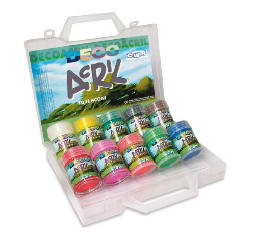 Deco D330/A Koffer 10 Flaschen Acryl, 35 ml, Farben sortiert