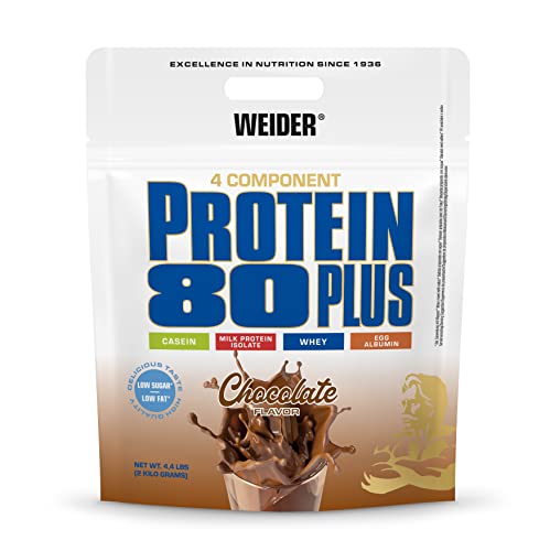 Weider Protein 80 Plus Eiweißpulver, Shoko, Low-Carb, Mehrkomponenten Casein Whey Mix für Proteinshakes, 2kg