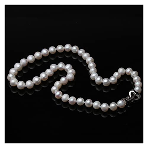 Echte natürliche Süßwasser-Perlenkette in der Nähe von runden Frauen, klassische weiße 925-Silber-Perlenkette erfüllen Statement Kette (Color : 10-11mm, Size : 6 1/8)