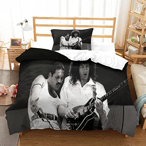 Queen Band Bettbezug Rock 'n' Roll Bettwäsche Set Für Jugendliche Erwachsene Musik Bettdecke Bezug 3DMusik Muster Bezug einzeln（135x200cm）