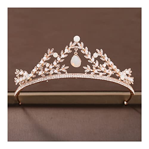 Krone Trendy Rose Gold Silber Farbe Kristall Prinzessin Krone Hochzeit Tiara Braut Diadem Party Schmuck Hochzeit Haarschmuck Handmade (Metal Color : Black Zinc Plated)