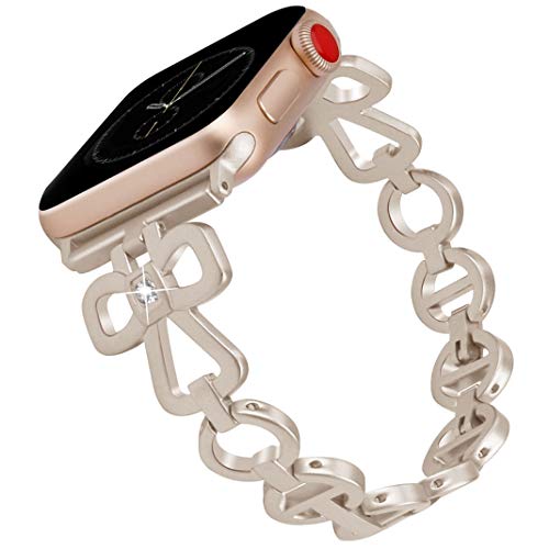 Kompatibel für Apple Watch Armband 42mm 44mm, Edelstahl Armband für iWatch Series 4/3/2/1, Damen Mädchen Kristalldiamant Uhrenarmband Ersatzarmband Glitzer Diamant Armband für Apple Watch Band 42mm