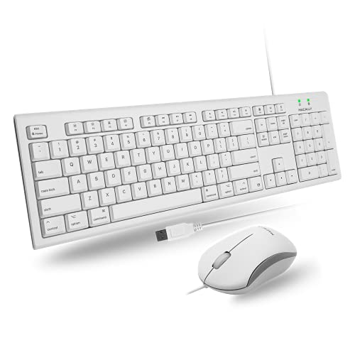 Macally USB-Tastatur und Maus in voller Größe, kompatibel mit ergonomischer Apple-Tastatur und Maus mit Mac-Tastenkombinationen und Nummernblock für Mac Mini Pro, iMac Computer, MacBook Pro Air Laptops