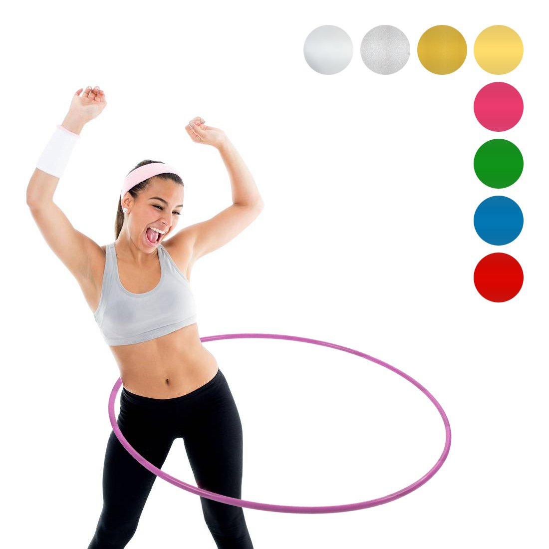 NiroSport Hula Hoop Fitnessreifen für Kinder und Erwachsene, bruchsicheres Aluminium, 90 cm Durchmesser, 360 Gewicht (Rosa)