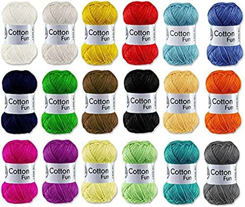 Gründl Cotton Fun Häkelgarn SET Bunt Mix Mischung (10x50 Gr.)