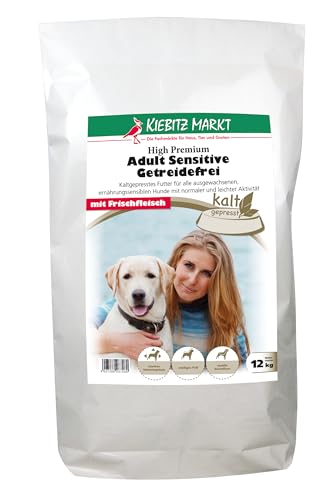 Kiebitzmarkt High Premium Hundefutter Trockenfutter kaltgepresst Adult Sensitive getreidefrei (12 kg)