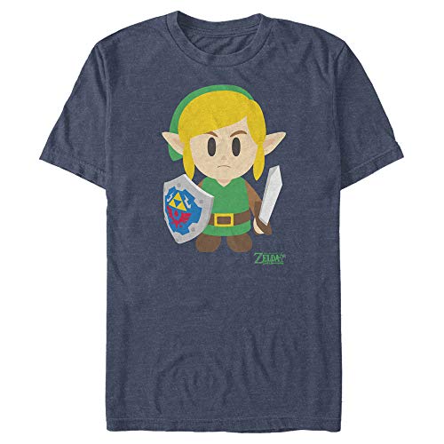 Nintendo Herren Zelda Link's Awakening Batttle Ready T-Shirt, Marineblau meliert, Mittel