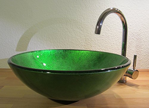 Nero Aufsatz Glas Waschbecken Antik grün 42cm