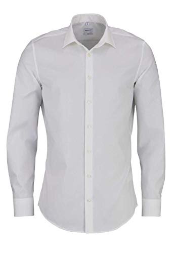 Seidensticker Herren Business Hemd Slim Fit - Bügelfreies, schmales Hemd mit Kent-Kragen - Langarm - 100% Baumwolle , Grau (Grau 32) , 43 cm