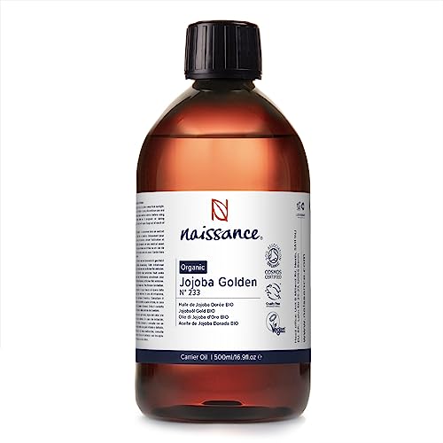 Naissance Jojobaöl Gold BIO (Nr. 233) - 500ml - Reines, natürliches, kaltgepresstes, BIO zertifiziertes, pflegend - für Haare, Gesicht, Haut und Nägel