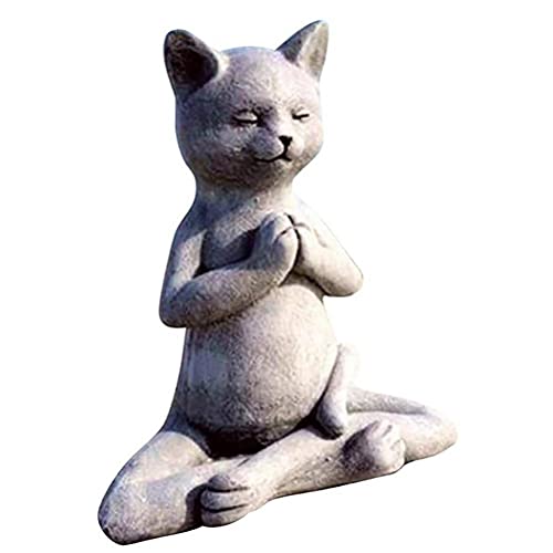 Buddha-Katze, Figur Katze in Zen-Gebetskatze, Yoga Relaxed Meditating Cat, Garten-Skulptur