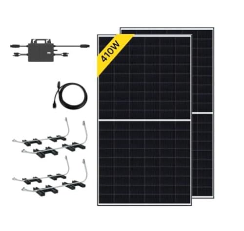 Robinsun Performance Solarpanel-Set, selbstinstallierend, 820 Wp (2 hocheffiziente Longi Panels) / Halterung zur Befestigung 20 Grad + Micro-Wechselrichter 800 W mit WLAN und Anschlusskabel