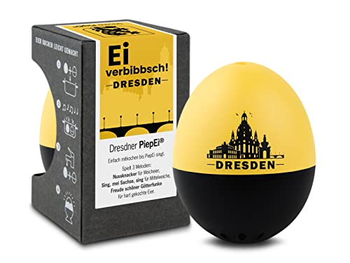 Dredner PiepEi - Singende Eieruhr zum Mitkochen - Eierkocher für 3 Härtegrade - Elbflorenz Fans - Lustiges Kochei - Musik Eggtimer - Brainstream