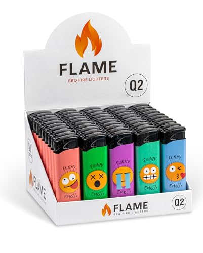 PIEZOELECTRIC Lighter FLAME Q2 Funny Motifs - Display 50 Stück