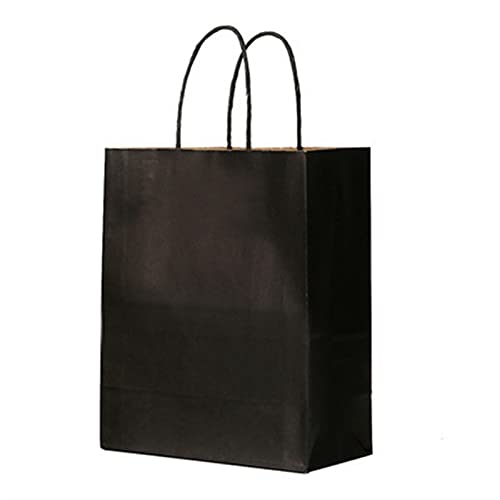 Geschenktüten 10/20 Stück Farbe Kraftpapier Tasche mit Griffe Festival Geschenk Tasche Einkaufstaschen Präsenttüten (Color : Black, Size : 32X25X11CM_20PCS)