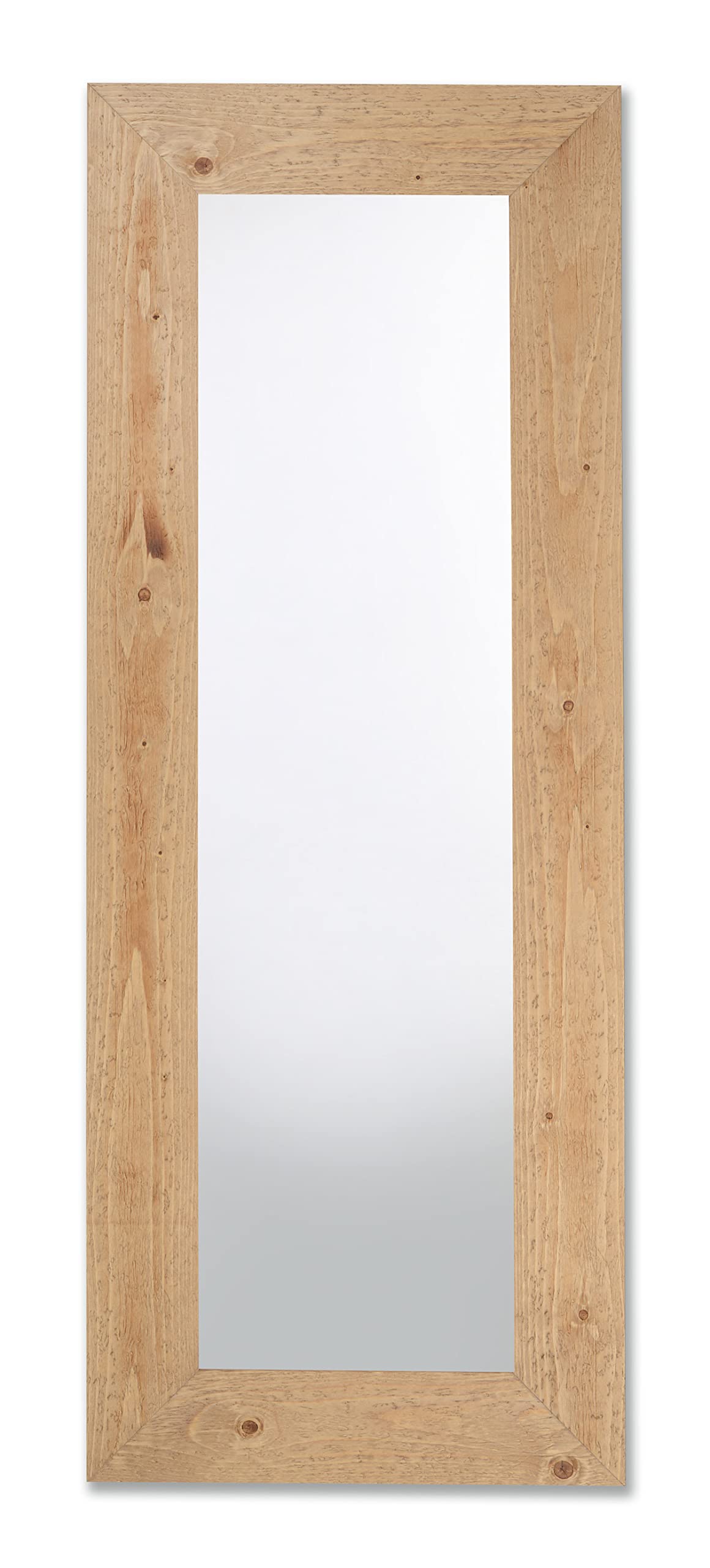 MO.WA Spiegel Wandspiegel 57x147 - Holzspiegel - Ganzkörperspiegel mit Massivholzrahmen Natur - Flurspiegel Ankleidespiegel Eingang Spiegel