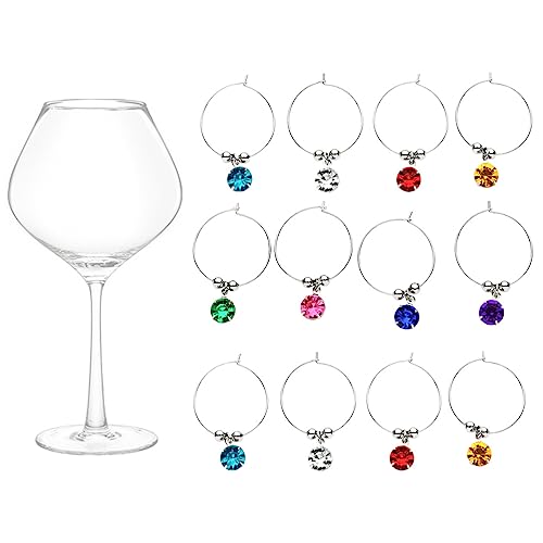 UPKOCH 16 Stück Weinglas Bezaubert Bunte Diamanten Glasmarkierungen Trinkbecher Kennung für Geburtstag Hochzeit Bar Party (Gemischte Farbe)