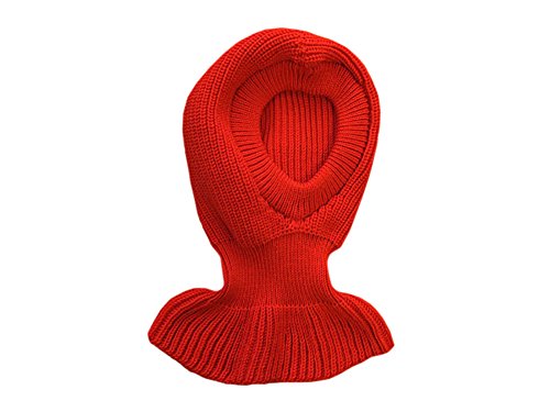100% Merino Wolle Balaclava Hut Mütze Schal Gestrickt Schafswolle Erwachsene Frauen Männer Unisex Rot Red