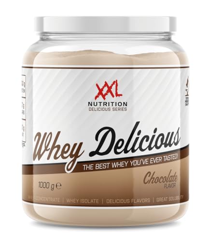 XXL Nutrition - Whey Delicious Protein Pulver - Leckerste Shake - Eiweiss Pulver, Whey Protein Isolat & Konzentrat - Hohe Qualität - 78,5% Proteingehalt - Schokolade - 1000 Gramm