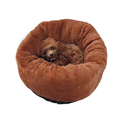 MMAWN Hundebett mit Decke für Wärme und Sicherheit – bietet Kopf-, Nacken- und Gelenkunterstützung – maschinenwaschbar, wasserabweisende Unterseite (braun) (Größe: 50 x 23 cm)