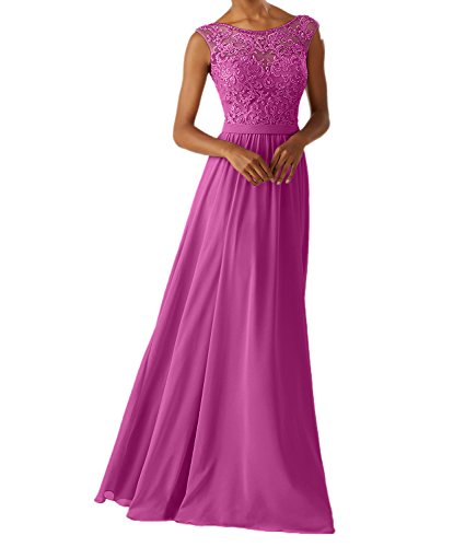Charmant Damen Pink Chiffon Hundkragen Abendkleider Partykleider Promkleider Brautjungfernkleider Lang-46 Pink