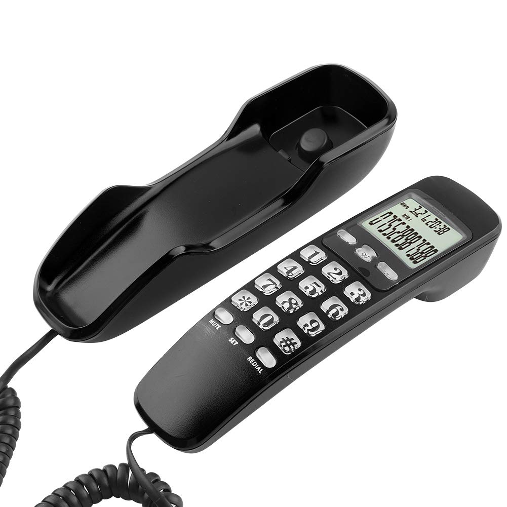 Löschfunktion LCD Displa Telefon, Telefon, Festnetztelefon, Heimtelefon, Kabelgebundenes Minitelefon, Wandtelefon für das Heimbüro(schwarz)