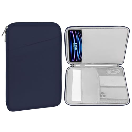 MoKo 12.9 Zoll Tablet Tasche, Polyesterfaser Tablet Schutzhülle mit Seitentasche Innentasche Sleeve Tasche Sleeve Case Kompatibel mit MacBook Pro 13" M1 2016-2020, Indigo