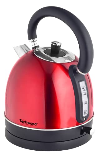 Techwood TBI-1845 Wasserkocher, kabellos, 1,8 l, Edelstahl, Rot