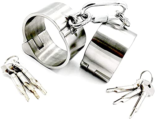 Slave Fesseln Metall Sex Handcuffs mit Eingebautes Schloss, 4cm Hoch Oval Stahl Handschellen Restraint Fetisch Bedroom Fun SM Spielzeug für Frauen Paare Männer