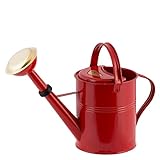 PLINT 5L Watering Can - Modern Style Watering Pot for Indoor and Outdoor House Plants - Coloured Galvanised Powder Coated Steel - Metal Design With Narrow Spout And High Handle - (Red)