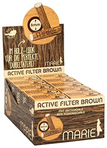 Marie 20569 Brown Active Slim-Aktivkohlefilter Braun 6mm-10 Packungen a 34 Filter, Papier