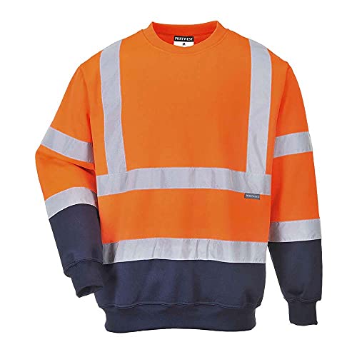 PORTWEST B306 - Two Tone Warnschutz-Sweatshirt, 1 Stück, M, orange/marine, B306ONRM