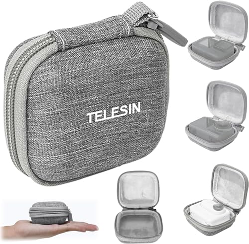 TELESIN Hartschalen-Schutzhülle mit beflocktem Futter, vollständiger Surround-Schutz für die Insta360 GO 3, GoPro Hero und DJI Kamera, grau, Dry Bag
