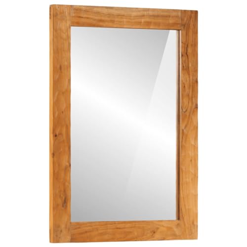 vidaXL Badspiegel, Spiegel Wandmontage, Schminkspiegel mit klarer Spiegelung, Kosmetikspiegel Wandspiegel Badmöbel, Massivholz Akazie Glas